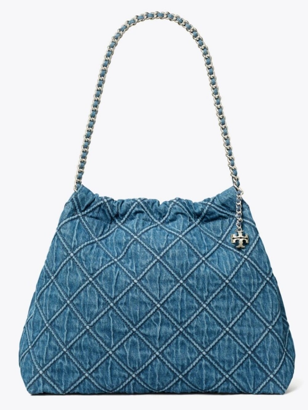 EXCELLENT TORY BURCH FLEMING SOFT DENIM HOBO BAG